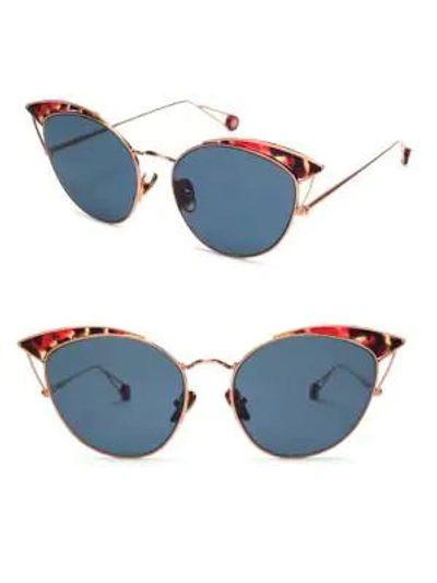 Ahlem Women's Place Violet 53mm Cat-eye Sunglasses In Rose Gold Blue