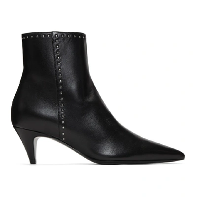 Saint Laurent Charlotte Studded Leather Booties In 1000 Black