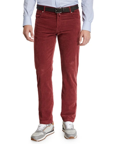 Kiton Men's Straight-leg Corduroy 5-pocket Pants In Brown