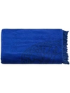 Versace Embroidered Medusa Beach Towel In Blue