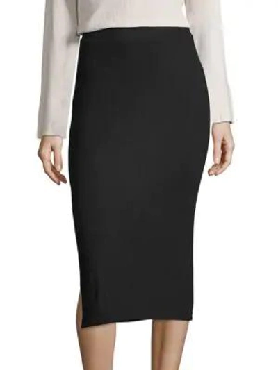 Atm Anthony Thomas Melillo Side-slit Knit Midi Skirt In Black