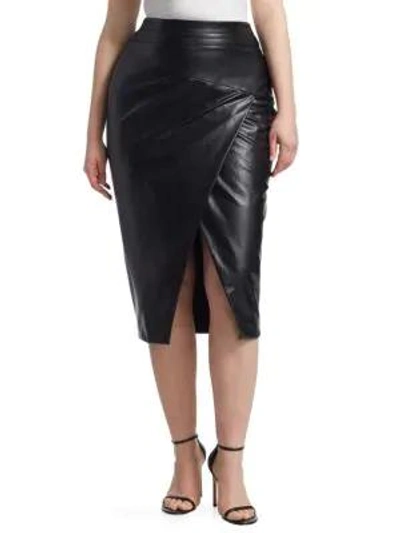 Ashley Graham X Marina Rinaldi Faux-leather Pencil Skirt In Black