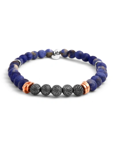 Tateossian Sterling Silver And Sodalite Stonehenge Bracelet In Blue