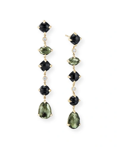 David Yurman Chatelaine Multi Drop Earrings In 18k Yellow Gold With Green Orchid, Black Onyx & Diamonds In Green/gold
