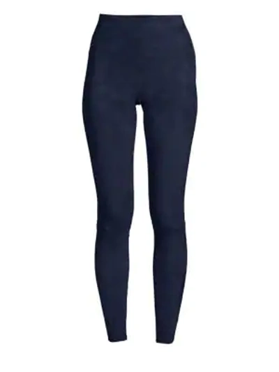 Alice And Olivia Maddox Suede Leggings In Navy