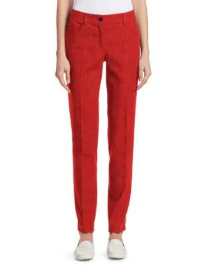 Akris Elasticized Cuffed Trousers In Red