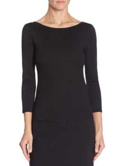 Akris Punto Elements Three-quarter Boatneck Jersey Top In Black