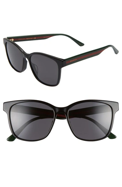 Gucci Men's Square Acetate Sunglasses With Signature Web In Black