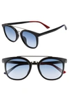 Gucci 52mm Round Sunglasses In Black/ Blue