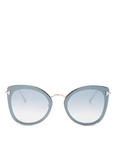 Tom Ford Women's Mirrored Rimless Cat Eye Sunglasses, 62mm In Shiny Black/ Rose Gold/ Silver