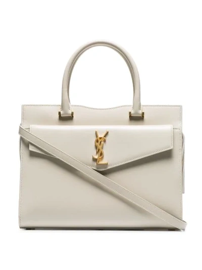 Saint Laurent Uptown Medium East-west Satchel Bag In White