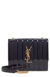 Saint Laurent Vicky Monogram Ysl North/south Quilted Patent Wallet On Chain In Dark Notte/ Dark Notte