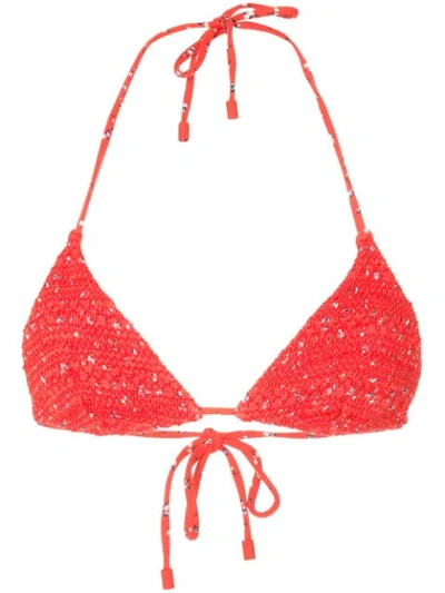 The Upside Woven Bikini Top In Red