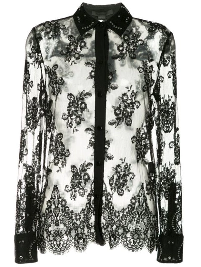 Alexander Wang Lace Shirt With All Over Grommet Detail In Black