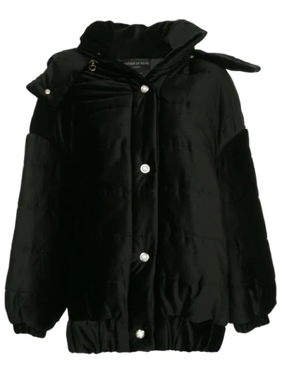 Mother Of Pearl Porter Detachable Hood Velvet Jacket In Black