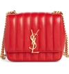 Saint Laurent Small Vicky Quilted Lambskin Leather Crossbody Bag In Rouge Eros