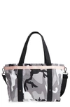 Andi Camo Convertible Tote - Grey In Black/ White/ Gray/ Pink