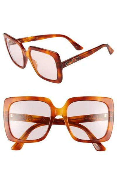 Gucci 54mm Gradient Square Sunglasses - Blonde Havana/cry/solid Powder