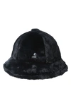 Kangol Faux Fur Casual Bucket Hat In Black
