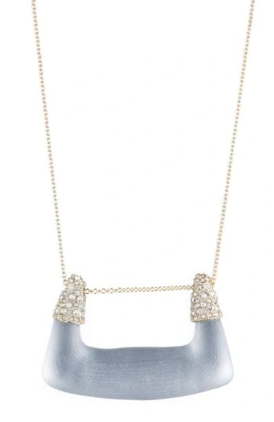 Alexis Bittar Crystal Encrusted Abstract Buckle Pendant Necklace In Gold