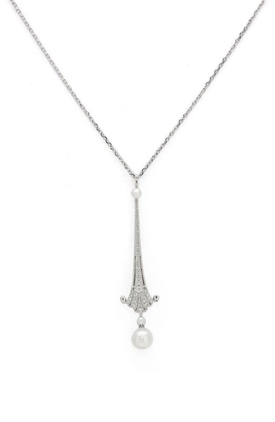 Mikimoto 'legacy Collection' Akoya Cultured Pearl & Diamond Pendant Necklace In Pearl/ Diamond