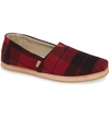 Toms Women's Classic Slip On In Checker Print Felt In Red Plaid Fabric