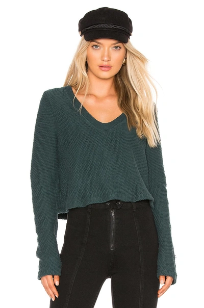 La Made Carine Crop Sweater In Dark Green. In Mesmerize