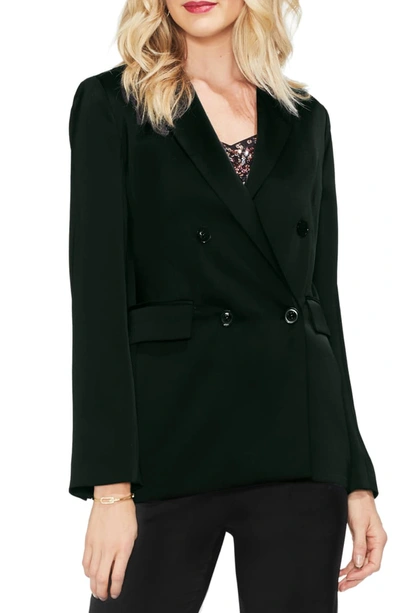 Vince Camuto Satin Double-breasted Blazer In Rich Black