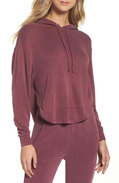 Free People Movement Back Into It Cutout Hoodie In Wine