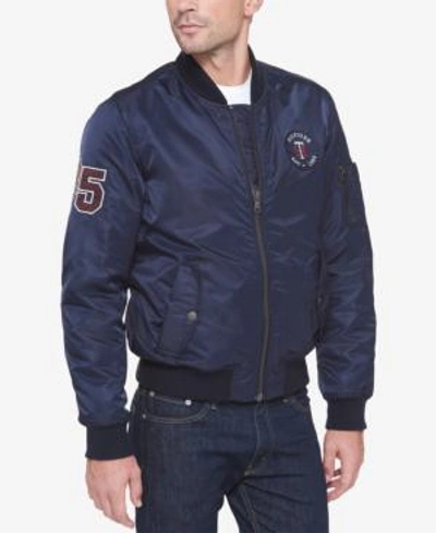 Tommy Hilfiger Men's Varsity Patch Bomber Jacket In Navy