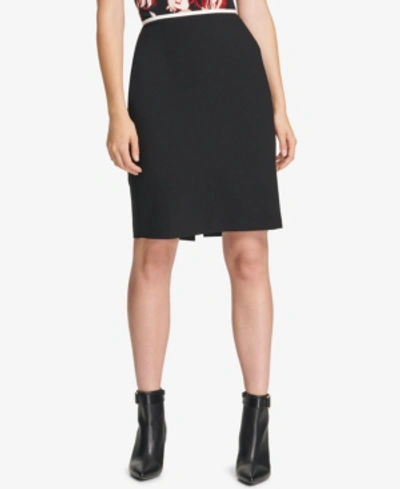Calvin Klein Side-slit Pencil Skirt In Black/cream