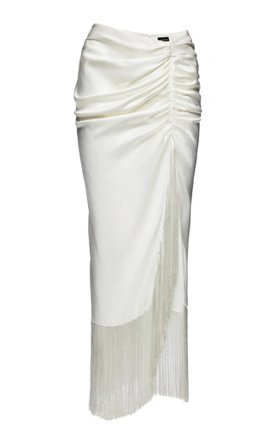 Magda Butrym Alba Ruched Silk Maxi Skirt In White