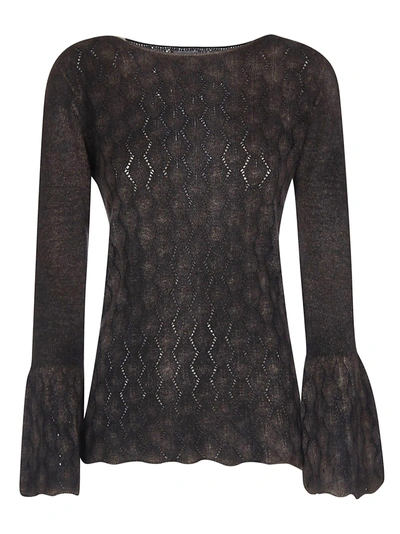 F Cashmere Sequin Flared Top In Nut