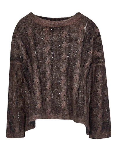 F Cashmere Cropped Knitted Sweater In Walnut