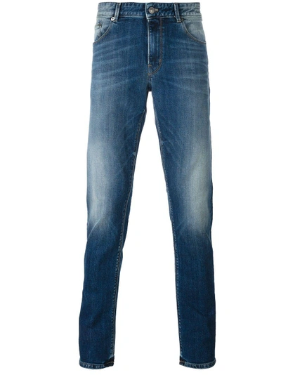 Pt05 Stone Washed Slim Jeans In Blue