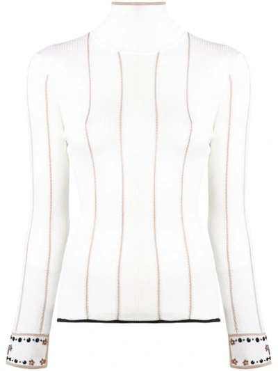 Fendi Crystal Bead Embellished Jumper In White