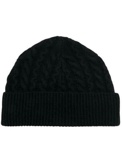 Aspesi Cable Knit Beanie - Black