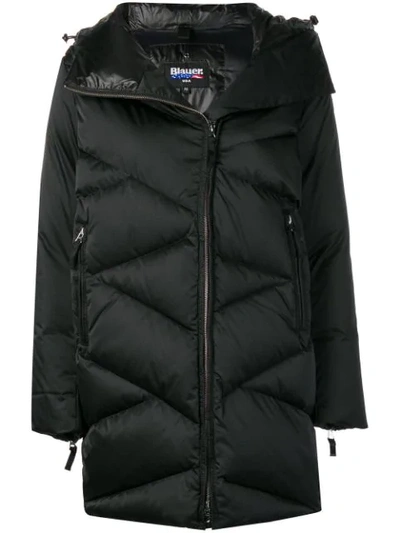 Blauer Quilted Padded Coat In Black