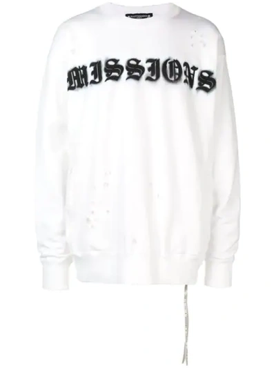 Mastermind Japan Missions Distressed Sweatshirt - White