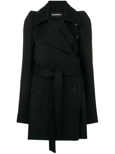 Ann Demeulemeester Deconstructed Belted Trench Coat In Black