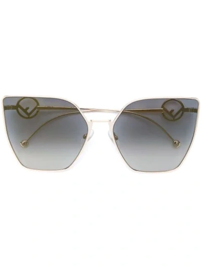 Fendi Oversized Cat Eye Sunglasses In Gold