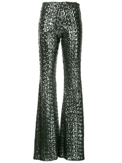 Alexis Harmon Sequined Flared Trousers In Metallic