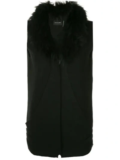 Dolce Cabo Faux Fur Collar Vest In Black