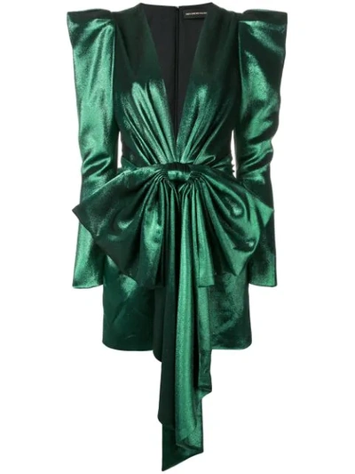 Alexandre Vauthier V-neck Peplum Dress In Green