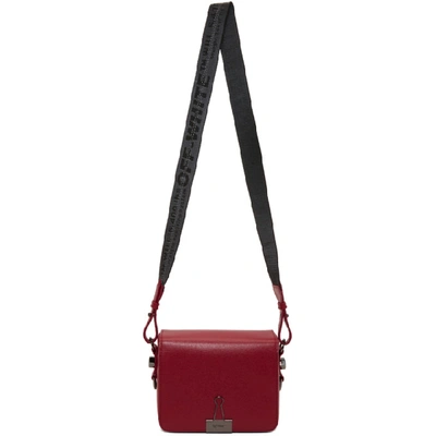 Off-white Binder Clip Leather Shoulder Bag In Red