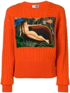 Kenzo Crew Neck Cable Knit Sweater - Orange