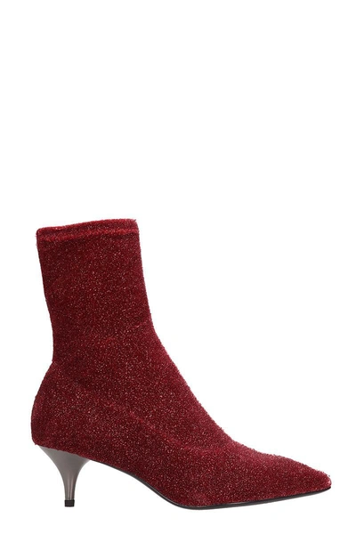 Lola Cruz Red Glitter Fabric Ankle Boots