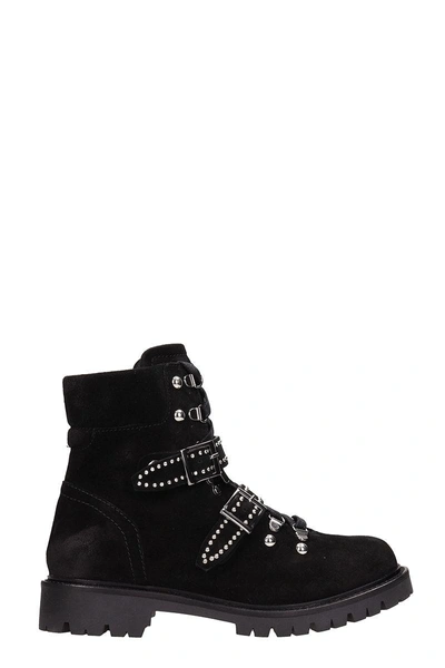 Julie Dee Black Suede Leather Ankle Boots
