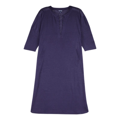 Vilebrequin Women Ready To Wear - Women Long Linen Jersey Tunic Dress Solid - Cover-up - Farline In Blue