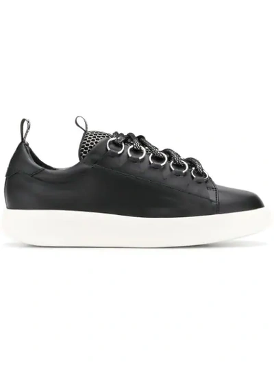Greymer Contrasting Vamp Sneakers In Black